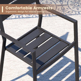 Vicllax 7 Pieces Outdoor Dining Set with 50" Round Metal Table and Armrest Chairs