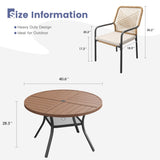 Vicllax 5 PCS Patio Dining Table Set, 41" Round Metal Table with Shelf and Alora Stackable Chair
