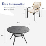 Vicllax 5 PCS Patio Dining Table Set, 41" Round Metal Table with Shelf and Alora Stackable Chair