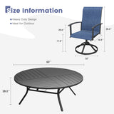 VICLLAX 9-pcs Outdoor Dining Set, 63” Round Metal Table with Umbrella Hole & 8 Swivel Textilene Chairs