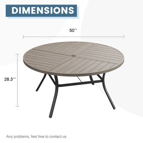Vicllax Mesa redonda para patio de 42" con estante de almacenamiento y orificio para sombrilla ajustable 