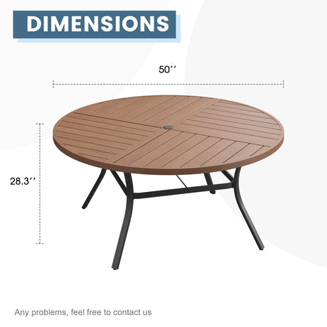 Vicllax Mesa redonda para patio de 42" con estante de almacenamiento y orificio para sombrilla ajustable 