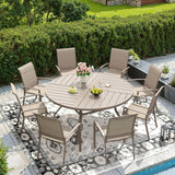 Vicllax Outdoor Dining Set of 8/10, Round Metal Table and Stackable Padded Chair Set of 8, 10