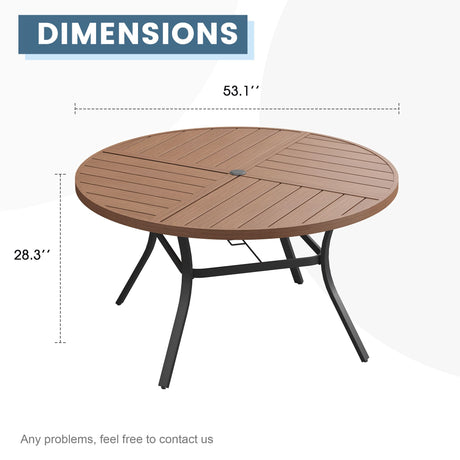 Vicllax Mesa redonda para patio de 42" con estante de almacenamiento y orificio para sombrilla ajustable 