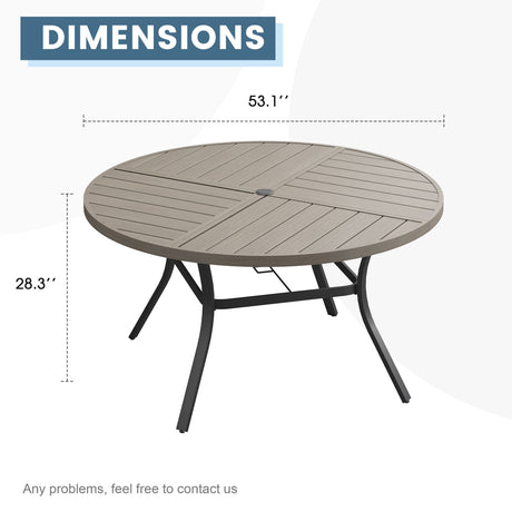 Vicllax Mesa redonda para patio de 42" con estante de almacenamiento y orificio para sombrilla ajustable 