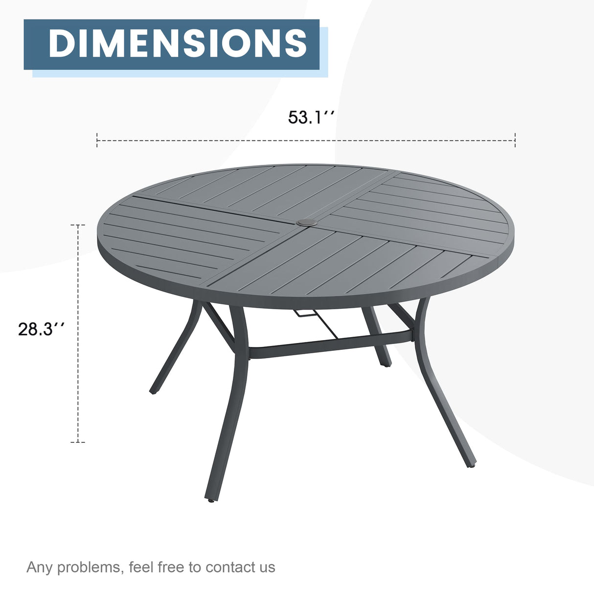 Vicllax Round Patio Dining Table for 4/6/8, Outdoor Large Metal Table