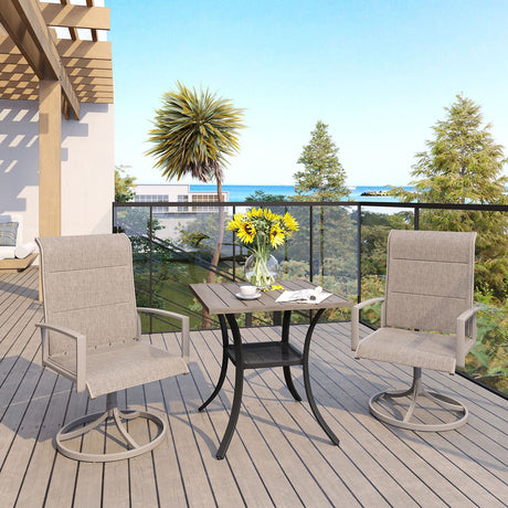 Vicllax Sillas giratorias para patio, asiento profundo acolchado de textileno con reposabrazos