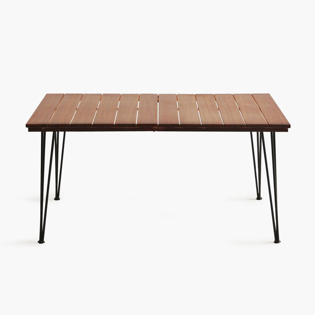 outdoor metal dining table wood color