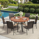 Vicllax 7 Pieces Outdoor Dining Set, 47.2"Round Table and 6 Stackable Armchairs