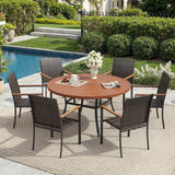 Vicllax 7 Pieces Outdoor Dining Set, 47.2"Round Table and 6 Stackable Armchairs