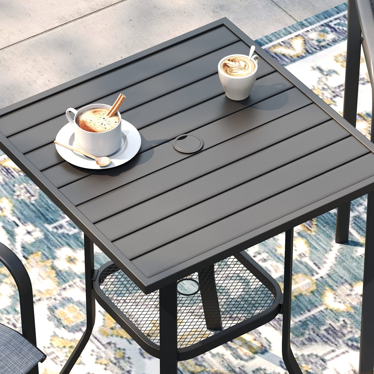 Vicllax 3/5 PCS Outdoor Bar Set, Patio Bar Textilene Chairs and Square Bar Table