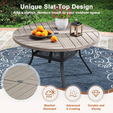 VICLLAX 7-Piece Outdoor Dining Set, 53” Round Metal Table with Umbrella Hole & Solana Swivel Chair