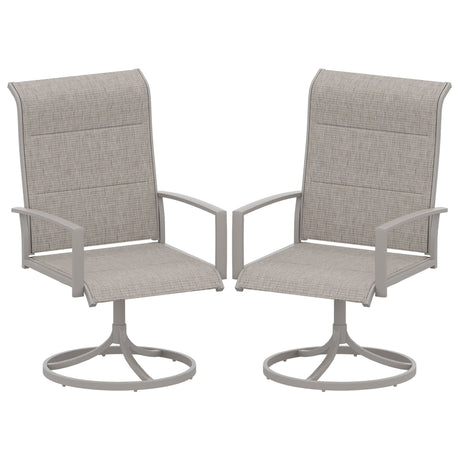 Vicllax Patio Padded Swivel Dining Chairs with Textilene Deep Seating and Armrest