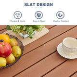 Vicllax Outdoor Plastic Top Patio Wood-Like Grain Round Dining Table for 4/6/8