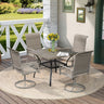 Vicllax 5 Pieces Outdoor Dining Set with Square Table and Padded Swivel Chairs