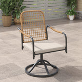 Vicllax Solana Modern Hand-Woven Rope Outdoor Dining Chair with Cushion, Set of 2