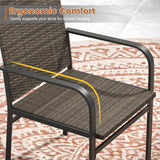 Vicllax Willow Circle 5/7 Pieces Wicker Dining Set, Round Metal Table and Wicker Armchairs