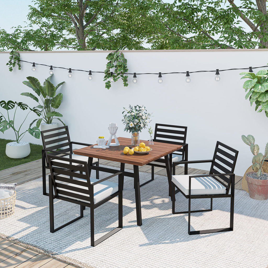 outdoor dining set patio dining table for 4 6 and metal chairs with cushion