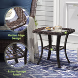 Vicllax Terrace Wide Wicker High-Back Cushioned Sofa, Outdoor Wicker Chair, Double-Seater Balcony Lounge