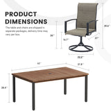 Vicllax 7 Pieces Outdoor Dining Set with Rectangular Dining Table and Padded Swivel Chairs