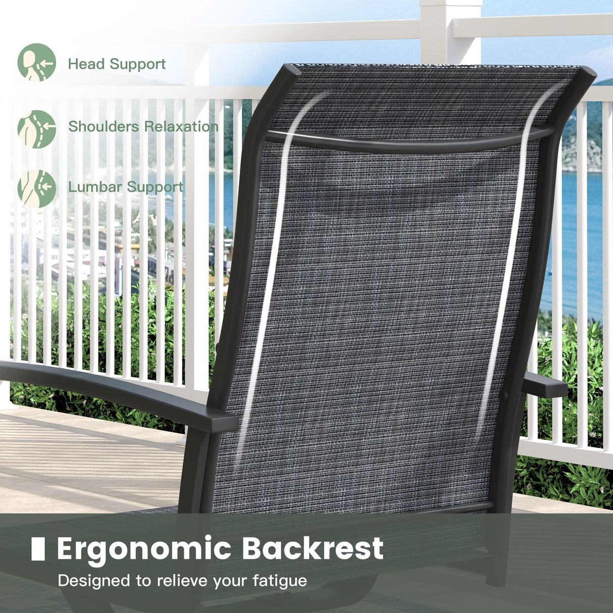 VICLLAX 5-pcs Outdoor Dining Set, 41” Round Metal Table with Umbrella Hole & 4 Swivel Textilene Chairs