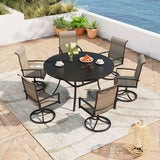 Vicllax 7 Pieces Outdoor Dining Set with 53" Round Dining Table and Swivel Chairs