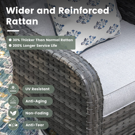 Vicllax Patio Wicker Oasis Lounge Set, Cushioned Sofa Swivel Chairs and Ottomans