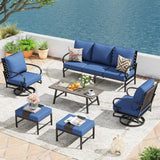 Vicllax Patio Conversation Set with Cushioned Sofa Chairs, Ottomans and Coffee Table(Beige or Navy Blue)