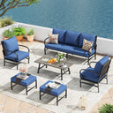 Vicllax Patio Conversation Set with Cushioned Sofa Chairs, Ottomans and Coffee Table(Beige or Navy Blue)