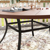 Vicllax 9/11 Pcs Outdoor Dining Set, 53"/ 60" Round Metal Table and Stackable Padded Chair
