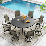 Vicllax 7/9 Pieces Outdoor Dining Set, Metal Round Dining Table and Premium Swivel Chairs