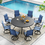 Vicllax 7/9 Pieces Outdoor Dining Set, Metal Round Dining Table and Premium Swivel Chairs