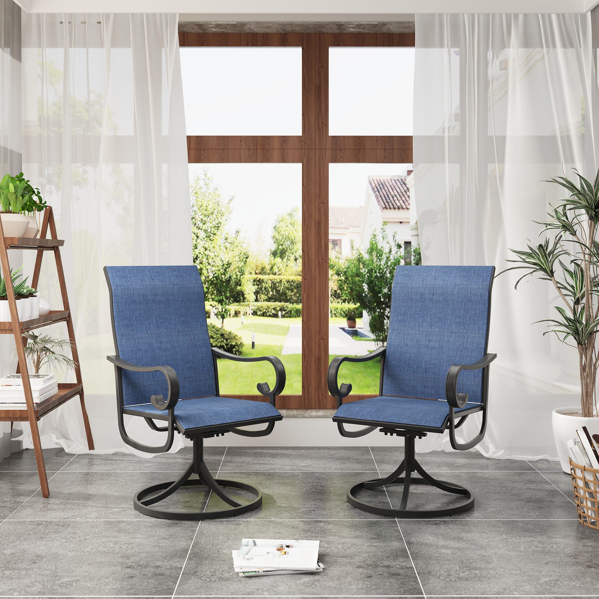 Vicllax Juego de sillas giratorias para patio de 2/4/6, silla de comedor giratoria de textileno para exteriores 