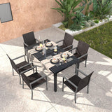 Vicllax Patio Dining Set, Outdoor Dining Table, Patio Benches, Patio Chairs