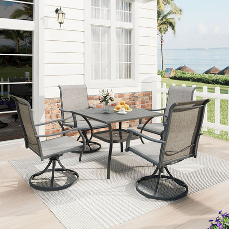 Vicllax Outdoor Patio Dining Table for 4, Metal Square Table with Storage