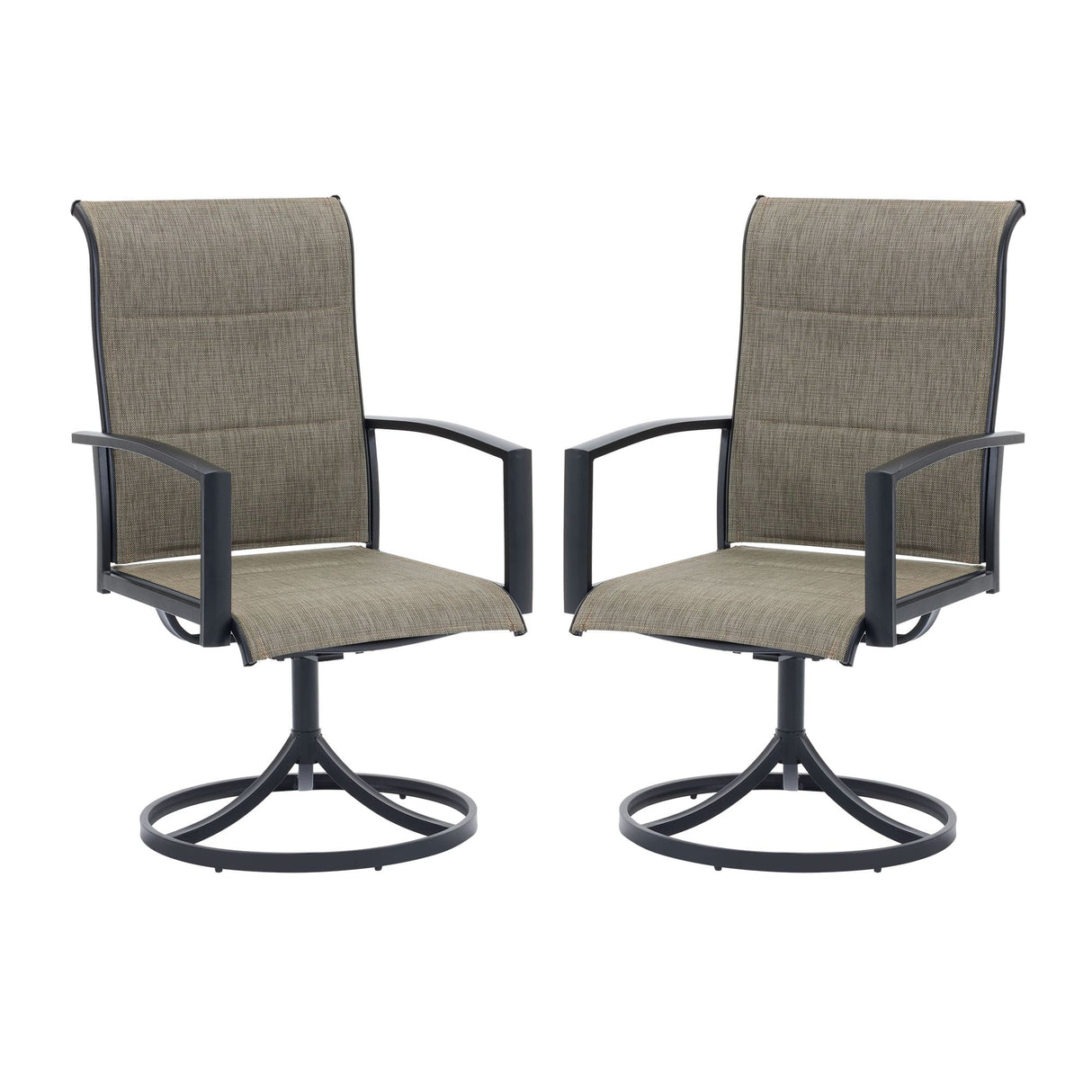 Vicllax Patio Padded Swivel Dining Chairs with Textilene Deep Seating and Armrest