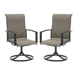 Vicllax Patio Padded Swivel Dining Chairs with Textilene Deep Seating and Armrest
