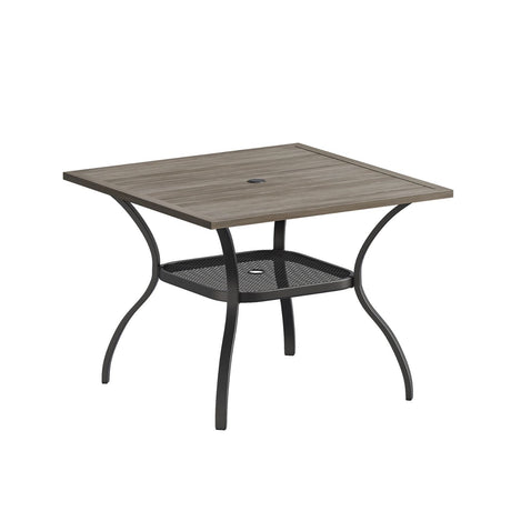 Vicllax Outdoor Patio Dining Table for 4, Metal Square Table with Storage