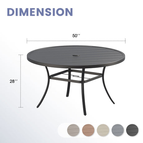 Vicllax Mesa de comedor redonda de metal para exterior de 54" para 6 y 8 personas