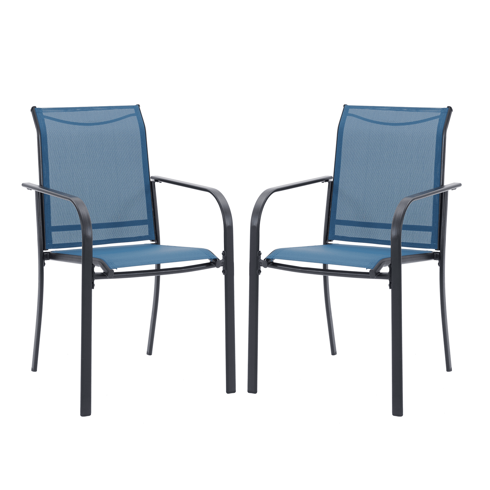 Vicllax Outdoor Stackable Sling Dining Chair with Armrest, Set of 2/4/6/8