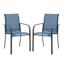 Vicllax Sillas de comedor con cabestrillo de textileno y metal para patio al aire libre con reposabrazos 