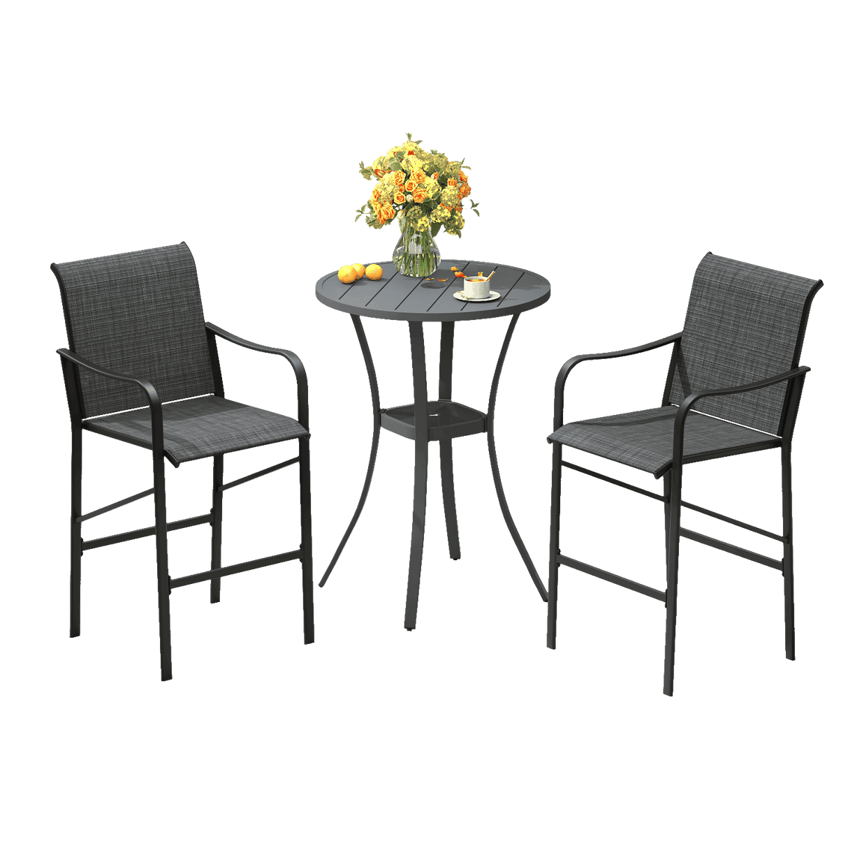 Vicllax 3/5 PCS Outdoor Bar Set, Patio High Bar Chairs and Round Bar Table