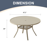 Vicllax Outdoor Round Metal Dining Table with Umbrella Hole for 4, 6