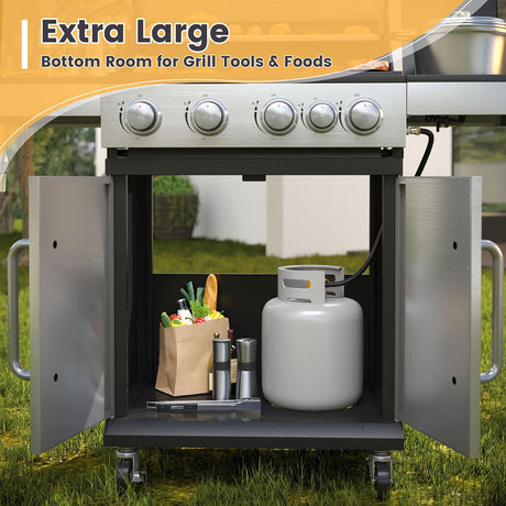 Vicllax BBQ Propane Gas Grill, Freestanding Grill Cart with Wheels