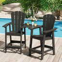 Vicllax Outdoor HDPE Adirondack Bar Chair, Patio Bar Stools with Umbrella Hole