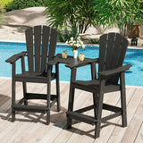 Vicllax Outdoor HDPE Adirondack Bar Chair, Patio Bar Stools with Umbrella Hole