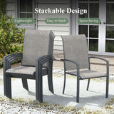 Vicllax 7 PCS Patio Dining Table Set, 50" Round Metal Table with Shelf and Skyline Stackable Chair