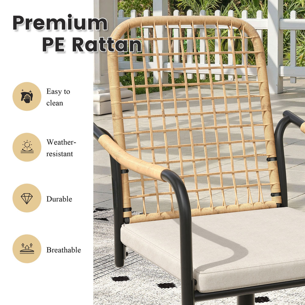 Vicllax 7-Piece Outdoor Dining Set, 50” Round Metal Table with Umbrella Hole & Solana Swivel Chair
