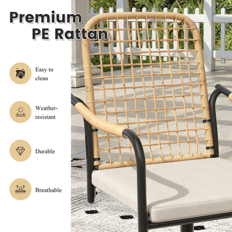 Vicllax 9-Piece Outdoor Dining Set, 63” Round Metal Table with Umbrella Hole & Solana Swivel Chair