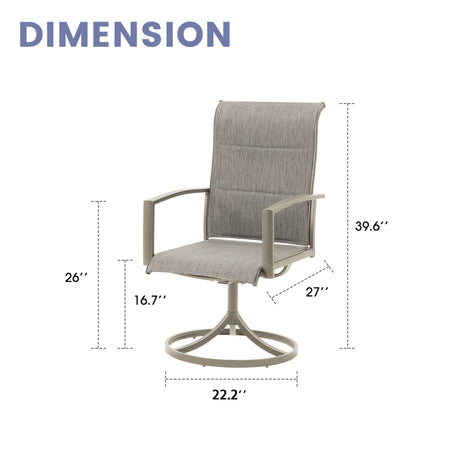 Vicllax Juego de comedor para exterior de 5 piezas con mesa redonda de metal de 42" y 4 sillas giratorias acolchadas